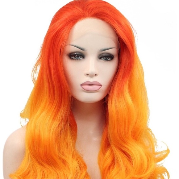 ? Can Can 26” 2 tone Orange Ombré LACE FRONT Wig - www  display picture 1